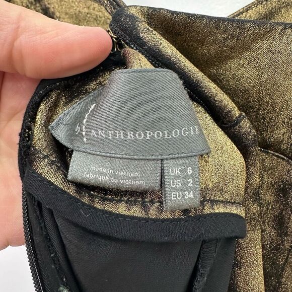 Anthropologie Women’s Erika Metallic Satin Burnout Spaghetti Strap Wide Leg Jump - Picture 5 of 12